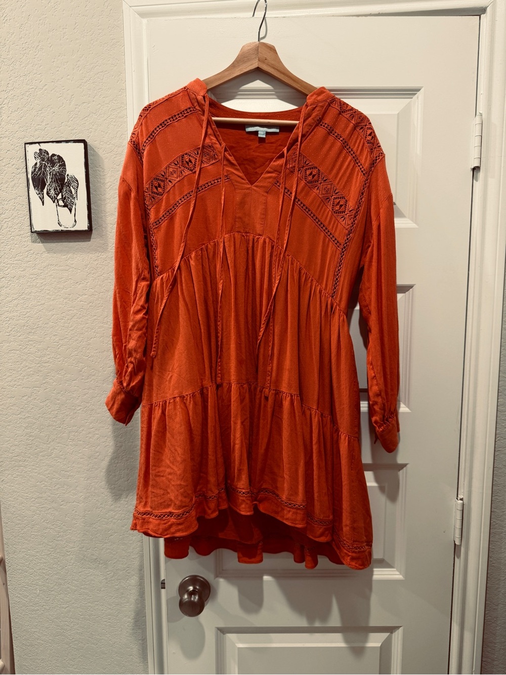 ANTONIO MELANI Rust Orange Embroidered V-Neck Tunic